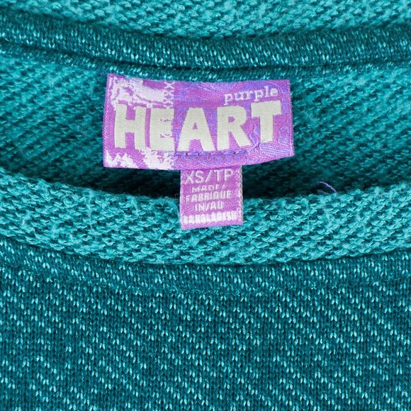 Purple Heart “Me + U” Teal Graphic Sweater - XS - Picture 3 of 4